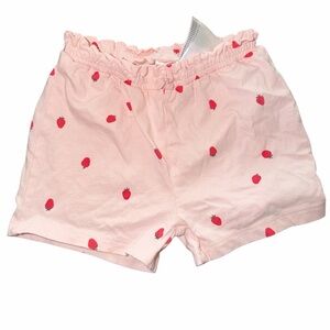 H&M Light Pink Strawberry Print Elastic Waist Shorts